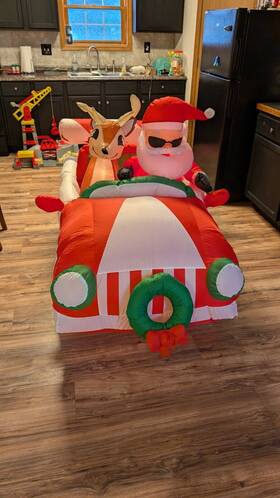 Gemmy 191245165385 6ft Airblown Christmas Santa And Reindeer In Roadster Car Lighted Inflatable