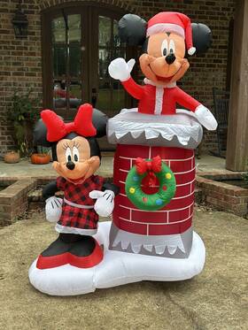 Gemmy 191245167303 Disney Christmas Mickey And Minnie Mouse Chimney Airblown Inflatable 6ft