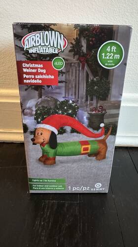 Gemmy 191245168836 Christmas 4 Ft Wide Weiner Dog With Santa Hat Airblown Inflatable Nib
