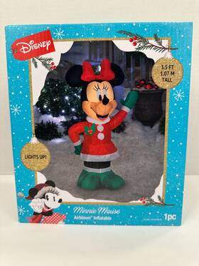 Gemmy 191245170747 Minnie Mouse Christmas Airblown Inflatable 3.5 Ft Led New Tested Skirt Bow