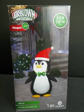 Gemmy 191245184232 Christmas Airblown Inflatable Penguin In Santa Hat 3.5 Ft Led Light