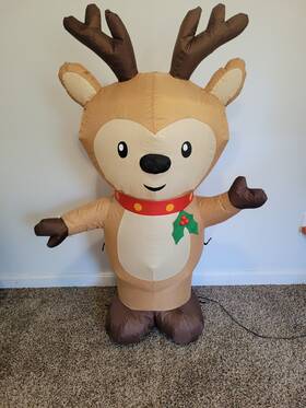 Gemmy 191245193456 Holiday Time Inflatable Standing Reindeer 4 Ft Tall Christmas Yard Decor