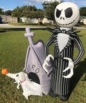 Gemmy 191245244165 The Nightmare Before Christmas Jack Skellington And Zero Haunted House Inflatable