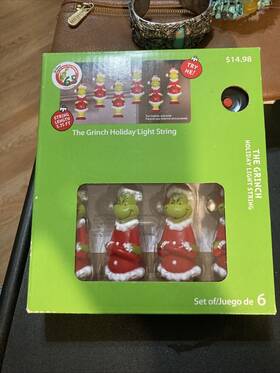 Gemmy 191245803027 Dr Seuss The Grinch Christmas Led 6 Light String Set New 65th Anniversary
