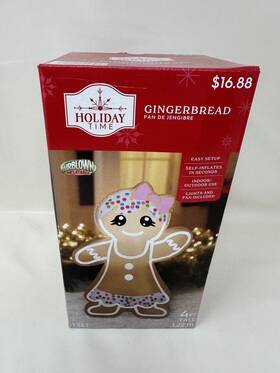 Gemmy 191245805748 Gingerbread Girl Christmas 4 Ft Tall Light Up Inflatable Blow New In Box