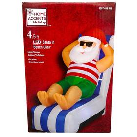 Gemmy 191245808534 New Santa In Beach Chair Christmas Inflatable 4.5 Ft Led Airblown Holiday Decor