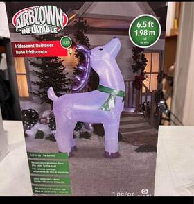Gemmy 191245810575 Led Airblown Inflatable Iridescent Reindeer Christmas 6.5ft Ft. Tall New