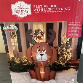 Gemmy 191245810896 6ft Inflatable Led Christmas Beagle Dog Reindeer Antlers Indoor Outdoor New