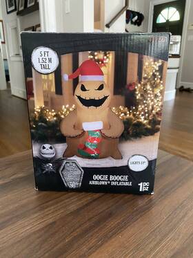 Gemmy 191245818298 Nightmare Before Christmas Oogie Boogie With Stocking Airblown Inflatable 5ft Lights