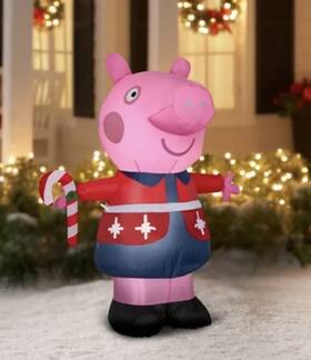 Gemmy 191245818670 Peppa Pig In Christmas Outfit 4.5 Feet Tall Inflatable Airblown Lights Up