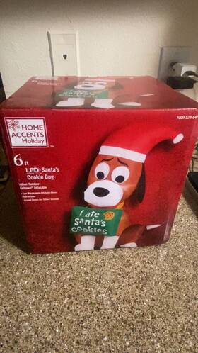 Gemmy 191245822165 Christmas 6 Ft I Ate Santas Cookies Dog Air Blown Inflatable
