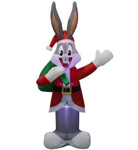 Gemmy 191245823728 6 Foot Tall Christmas Inflatable Bugs Bunny Holding His Sack Of Presents Wear