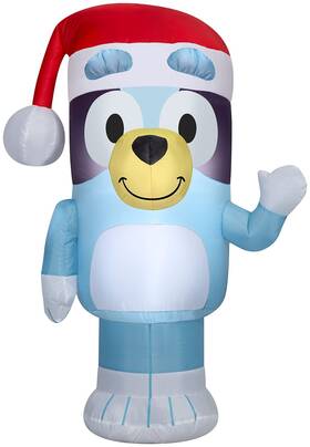 Gemmy 191245823995 Bluey Christmas Airblown Inflatable In Santa Hat 3.5 Ft Tall Blue