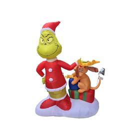 Gemmy 191245825630 Christmas Airblown Inflatable Grinch And Max With Presents Scene Dr. Seuss