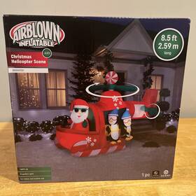 Gemmy 191245828006 Airblown Christmas Inflatable Santas Helicopter Skydiving Penguin 8.5 New