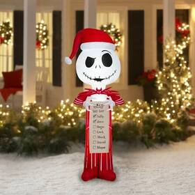 Gemmy 191245836971 Jack Skellington Christmas Inflatable 5.5ft With Wish List Santa Light Up Led New