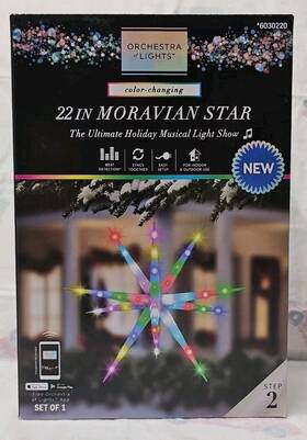 Gemmy 191245862000 Orchestra Of Lights 22 Inch Color-changing Moravian Star Christmas Holiday New