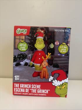 Gemmy 191245869733 6 Grinch Santa Suit Max The Dog Christmas Scene Inflatable Led Decoration