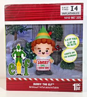 24gm82681 Gemmy Buddy The Elf 3.5 Ft. Led Stylized Banner Christmas Airblown Inflatable