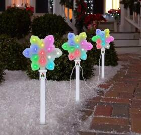 3-markers Gemmy 313100925983 Orchestra Of Lights Snowflake Christmas Holiday Pathway Stakes