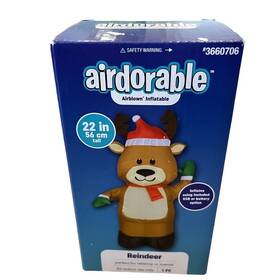 3660706 Gemmy #3660706 Reindeer Airblown Inflatable 22 Inches Airdorable Christmas Indoor New