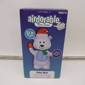 3660718 Gemmy Airdorable Airblown Inflatable Christmas Polar Bear Indoor Use 22 Inch