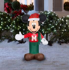 Gemmy 430001796648 Disney Mickey Mouse Christmas 3.5ft Led Airblown Inflatable Holiday With Santa Hat