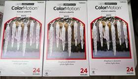5286323 Gemmy 3 Boxes Lightshow 24 Count Color Motion White Led Christmas Icicle Lights