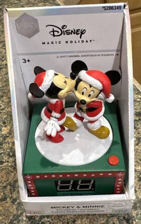 5286349 Gemmy 5.5 Inch Disney Minnie Kissing Mickey Talking Christmas Countdown Clock New