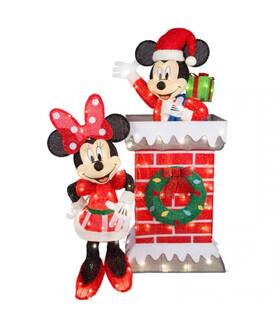 5967770 Gemmy Disneys Mickey And Minnie 3.5ft Led Christmas Chimney Scene Yard Decoration