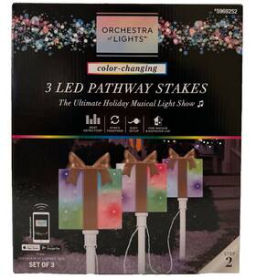 5969252 Gemmy Orchestra Of Lights 3 Led Pathway Markers Stakes Christmas Gifts Presents