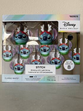 6029578 Gemmy New Disney Magic Holiday 8 Ct Stitch Blinking Led Christmas String Lights 7 Ft