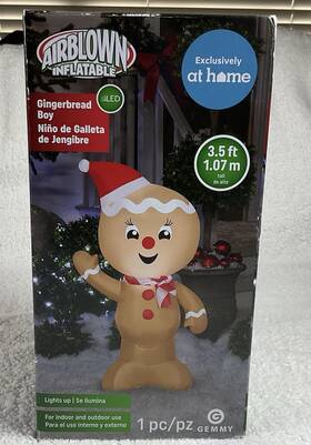 880544 Gemmy 789112736051 Airblown Inflatable Gingerbread Boy 3.5ft Christmas Yard Decor Nib #880544
