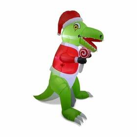 Gemmy 810059720428 Santa Dinosaur T-rex Inflatable Christmas Decoration Airblown 6ft Tall Big
