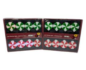 82098 Gemmy Christmas Mints 2 Sets Blinking String Lights Music Jingle Bells Battery