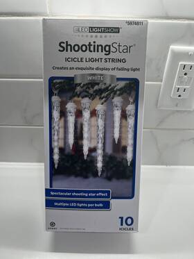 86696 Gemmy Lightshow Shooting Star White Led Icicle Christmas Lights 10 Count Set New