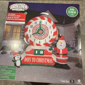 880301 Gemmy Led Inflatable Spinning Countdown Clock To Christmas 9 Feet New