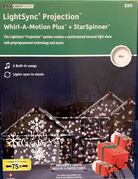 880482 Gemmy Lightshow Projection Lightsync With Christmas Music White Lights New