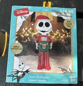 881013 Gemmy Nightmare Before Christmas Jack Skellington Airblown Disney Inflatable 4 Ft Led