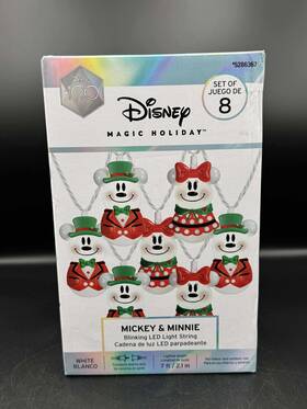 881732 Gemmy Disney 100 Blinking Mickey And Minnie Mouse Snowman Christmas Led Lights New