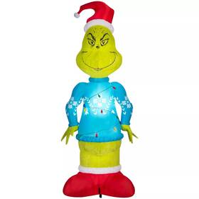 882716 Gemmy Dr. Seuss 10ft Inflatable Giant Grinch With Fuzzy Plush Fabric Christmas Inflata