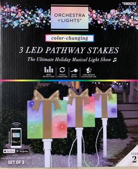 883651 Gemmy Orchestra Of Lights 3 Led Pathway Stakes Christmas Free Shipping
