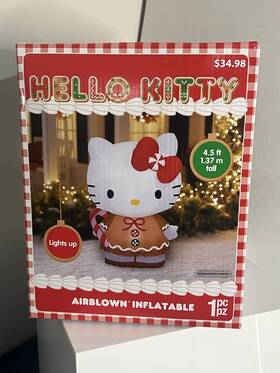 883788 Gemmy Hello Kitty Christmas Inflatable Gingerbread Dress Yard Decor New 4.5 Feet Tall