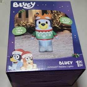 886376 Gemmy Bluey Christmas Inflatable 5 Ft Lighted Yard Decor Outdoor Holiday New