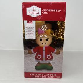 Gngrbrdgrl-48in-924 Gemmy Holiday Time Gingerbread Girl Christmas Inflatable Yard Decoration 48 Inch Airblown