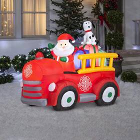 86290 Gemmy Industries Santas Vintage Fire Truck 6ft Christmas Airblown Lighted Inflatable
