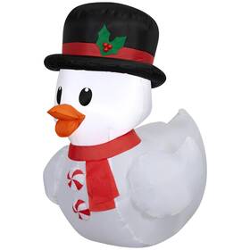 Snwmndcky-39in-924 Gemmy White Snowman Rubber Duck Christmas Airblown Inflatable Yard Decoration 3.2 Ft