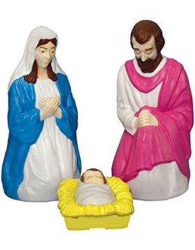 General Foam Corp 049033186060 3 Piece Nativity Set Lighted Blow Mold Christmas Jesus Holy Family