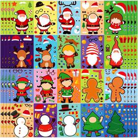 Face-06 Geosar 100 Sheets Christmas Party Sticker Make Your Own Santa Gingerbread Man