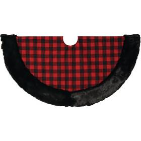 2429700 Gerson 48 Inch Plaid Polyester/cotton Christmas Tree Skirt